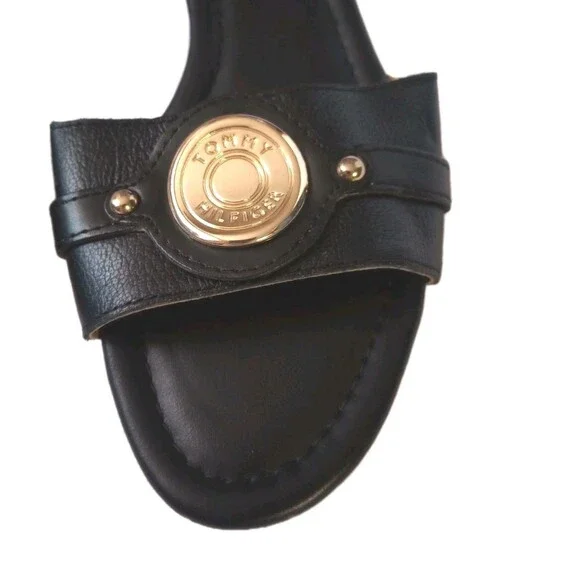 Tommy Hilfiger Black "Tricela" Flats Leather Slip Ons sz 8M Womens Sandals - Picture 4 of 8